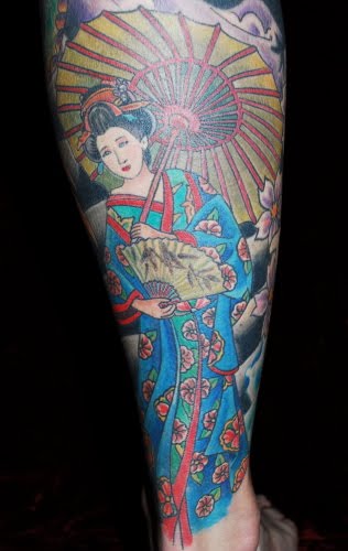 Japanese Geisha Tattoo Japanese leg Tattoos
