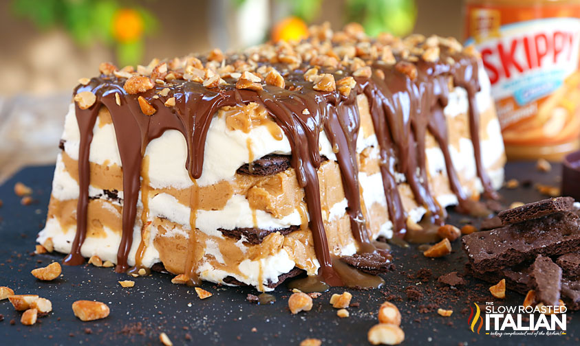 bake cake starts with a flavor explosion of peanut butter Peanut Butter Caramel No-Bake Icebox Cake