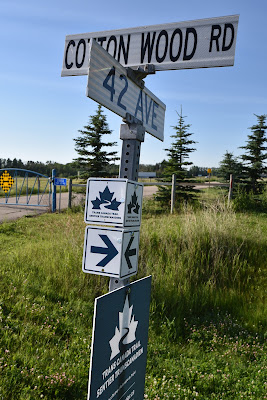 Trans Canada Trail signs on Alberta highway.