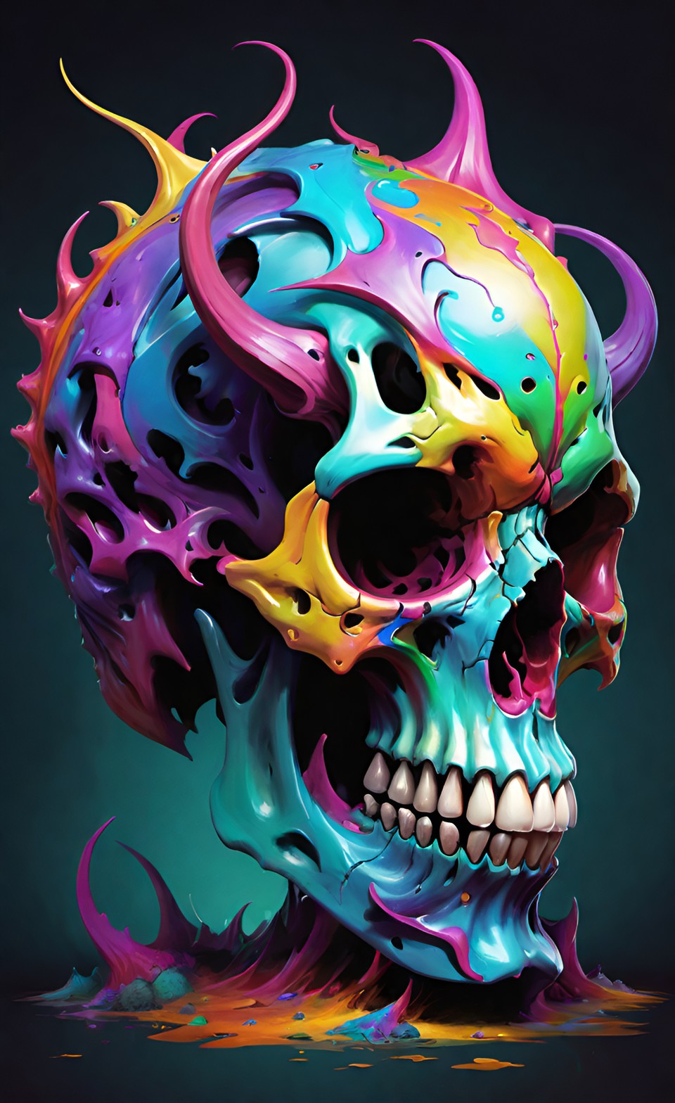 صورة جمجمة ملونة خلفية شاشة للجوال