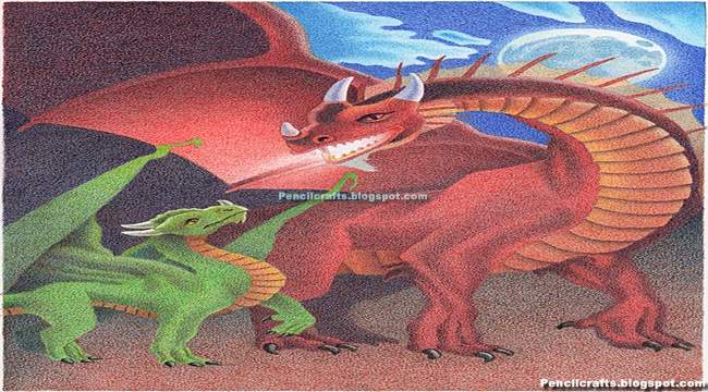 New Color Pencil Drawings Dragon