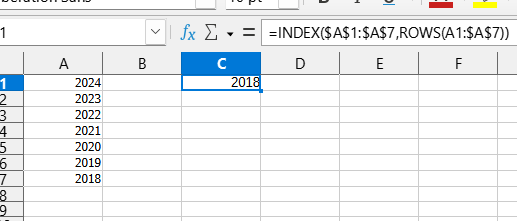 Cómo invertir columnas en Libre Office usando una fórmula