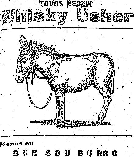 Propaganda do Whisky Usher com um Burro