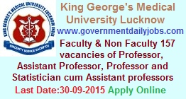 KGMU RECRUITMENT 2015 FACULTY & NON FACULTY VACANCIES