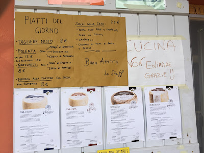 Menu at Rifugio Valasco, Piemonte