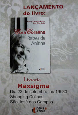 Lançamento do livro de Clóvis Carvalho e Rita Elisa Cora Coralina - Raízes de Aninha Shopping Colinas sao jose dos campos
