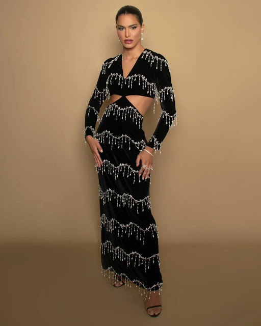 Jessy Lira – Most Beautiful Brazilian Trans Models in Black Maxi Dress Photoshoot