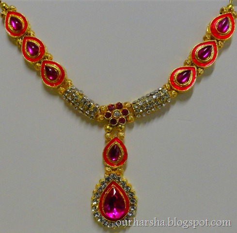 Pink and White stone studded necklace (1)