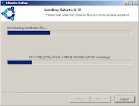 snapshot of Wubi Installer progress downloading setup file