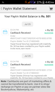 Get unlimited paytm cash from matchify app