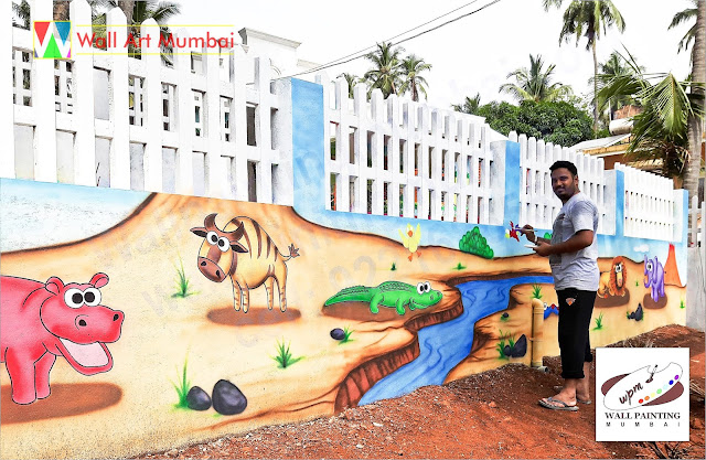 Outdoor Play School Wall Mural, Play School Wall Painting, Wall Art Mumbai