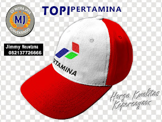 TOPI PERTAMINA MERUPAKAN TOPI PN. PERTAMBANGAN MINYAK dan GAS BUMI NEGARA, TERMASUK DALAM SERAGAM PERTAMINA. DIPAKAI SEBAGAI: TOPI KANTOR PERTAMINA, TOPI KARYAWAN PERTAMINA, TOPI LAPANGAN PERTAMINA. CV MITRA JAYA KONVEKSINDO KONVEKSI PENGADAAN TOPI, BAHAN JARING / DRILL, LOGO PERTAMINA DI BORDIR, DESAIN RESMI / CUSTOM. MODEL TRUCKER TAMBANG.