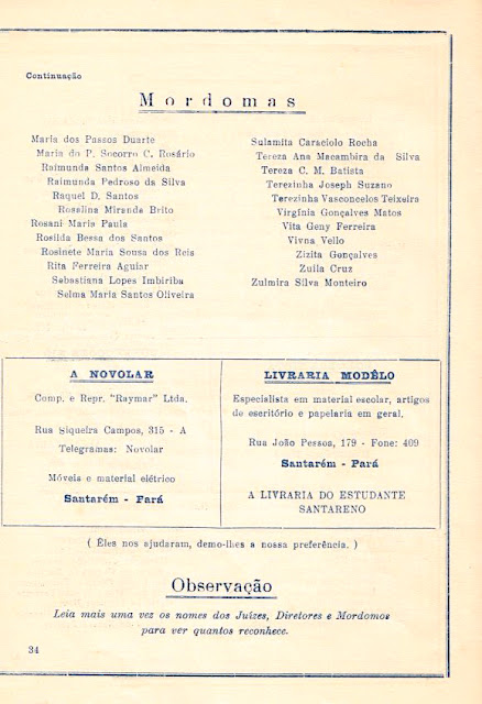 PROGRAMA DA FESTA DE NOSSA SENHORA DA CONCEIÇÃO - 1967 - PAG 34