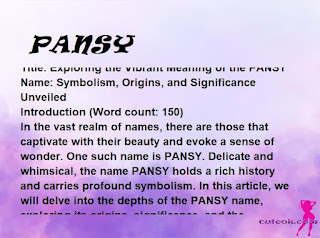 meaning of the name "PANSY"