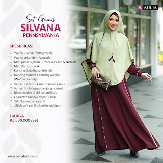 Koleksi Gamis Terbaru Aulia Fashion Silvana Pennsylvania Dress Syari Kekinian Simple Elegant