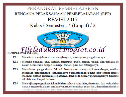 Download Rpp K13 Kelas 4 Edisi 2017 Semester 2