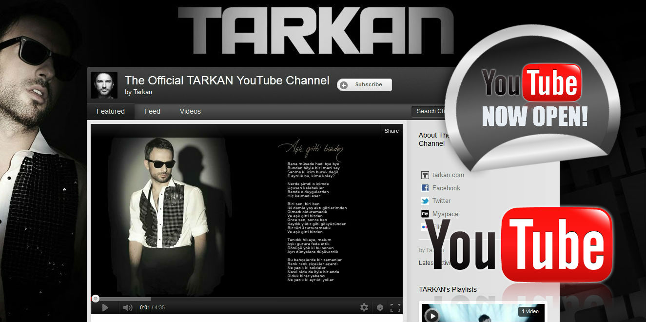 Tarkan's official YouTube channel now open