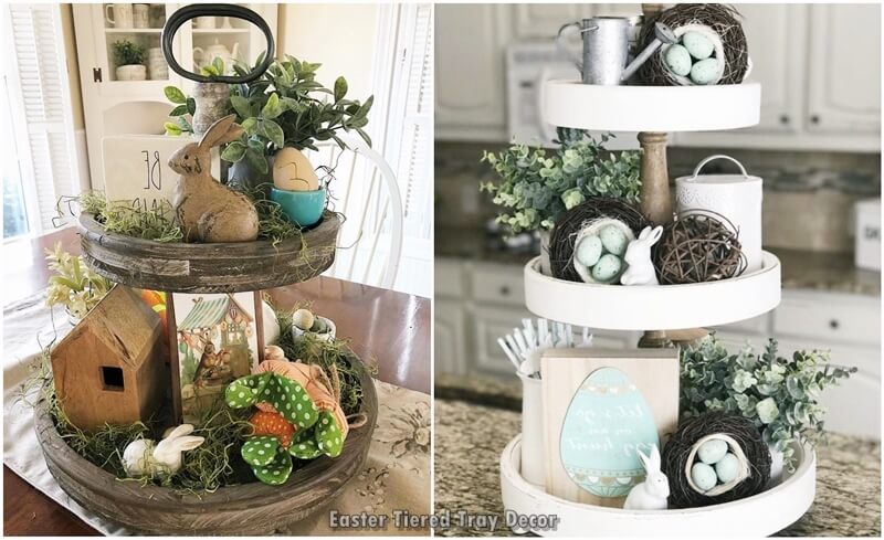 Easter Tiered Tray Decor For Spring