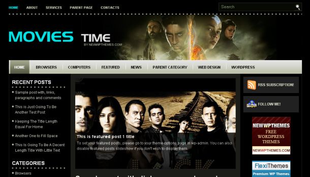 Movies Black Blue Magazine Wordpress Website Theme