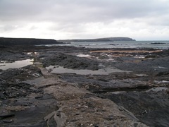 The sewage pipeline rocky beach Trevone Bay Cornwall