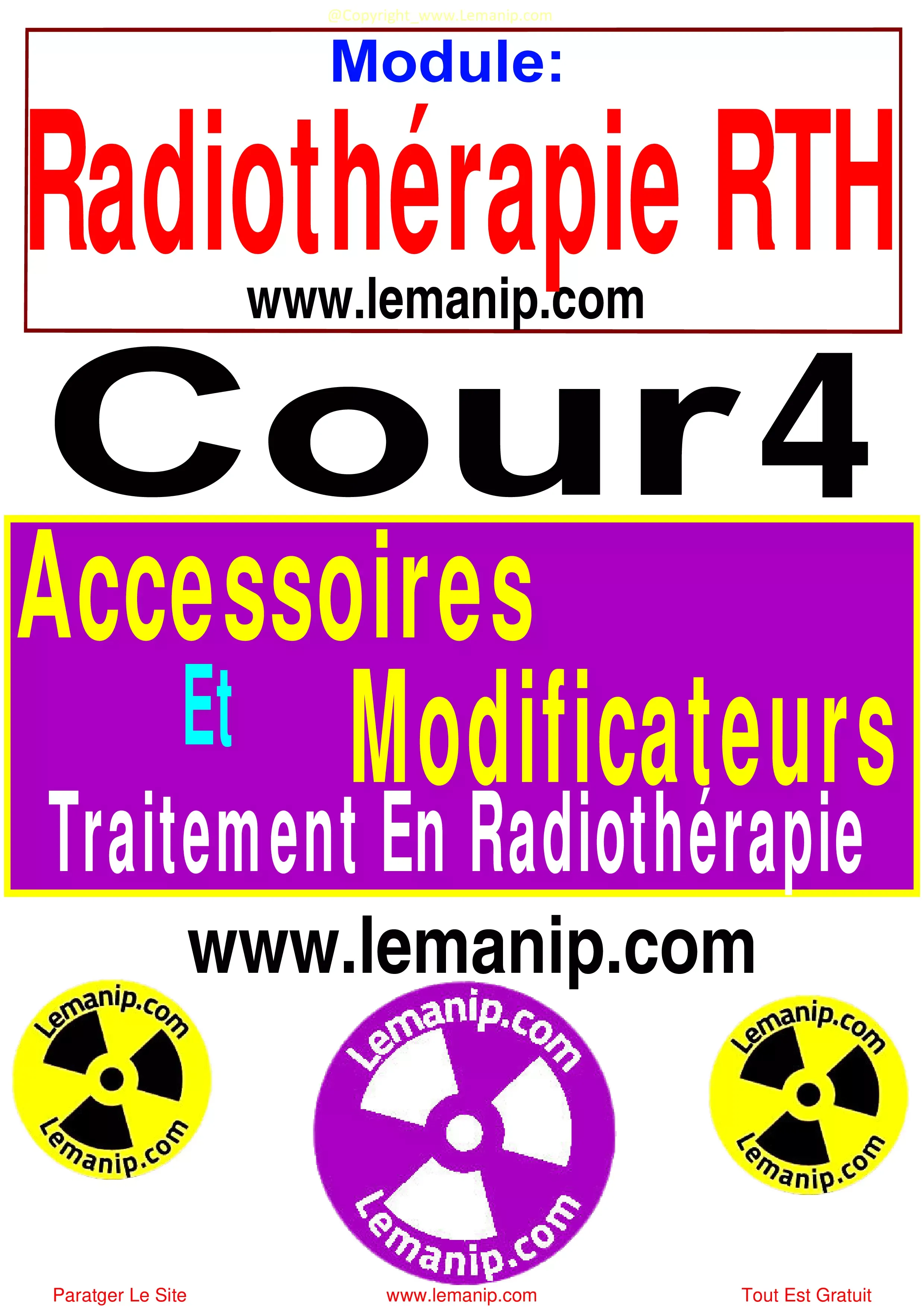 Accessoires et Modificateurs En Radiothérapie
