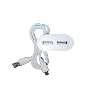 VJT TC-75 5V 3.4 Amp Double USB Port Wall Charger with Detachable Micro USB V8 Cable (White, Cable Included) (GE-33)