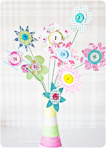 DIY Flores de Papel com Botões