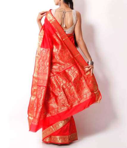 Red Indian Art Bomkai Saree