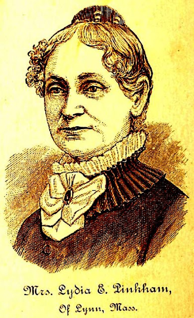 mature woman with slightly curly hair and high collar protrayed in brown and white