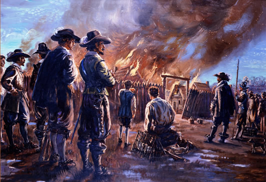 Bacon burning Jamestown to the ground