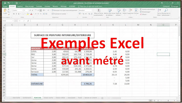 Exemple Excel avant métré 