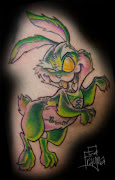 Here is a Zombie rabbit that I designed and tattooed on a good buddy of mine . (zombie rabbit)