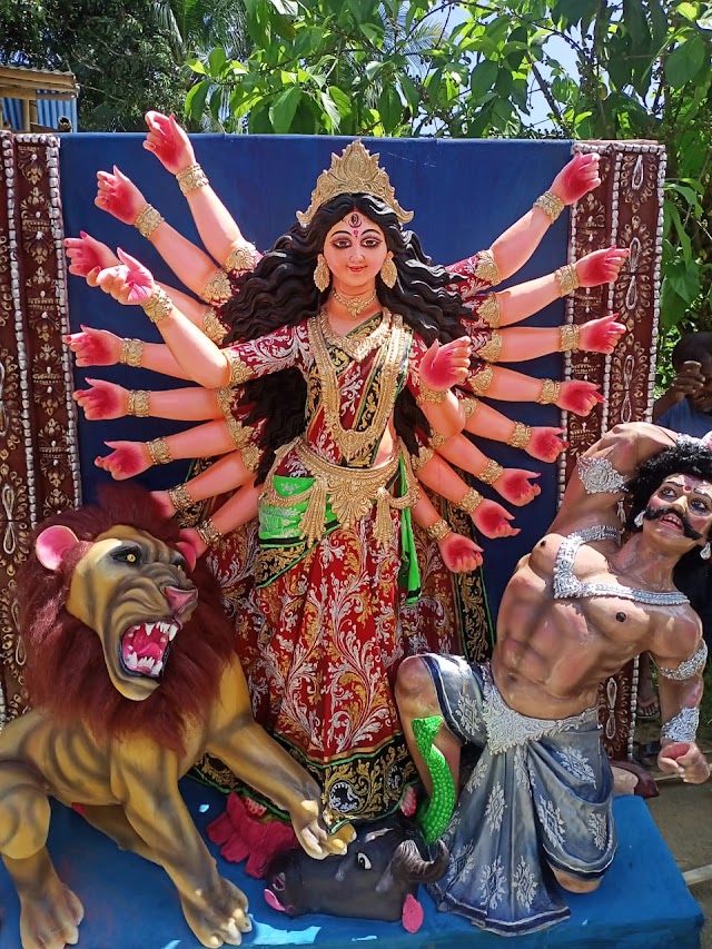 Eighteen Hands Maa Durga Idol is a point of attraction in Hojai