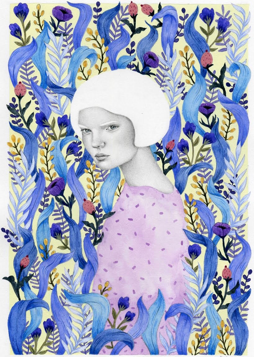 Retratos matizados de mujeres fusionadas con ambientes abstractos por Sofia Bonati