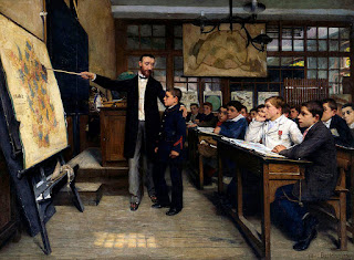 Schoolteacher pointing the loss of Alsace-Lorraine