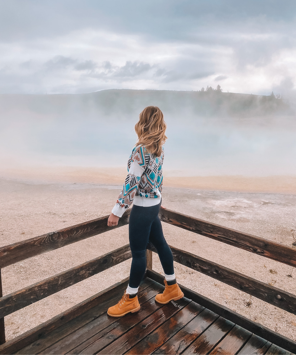 travel blogger Amanda Martin of Amanda's OK Blog at the Black Sand Basin