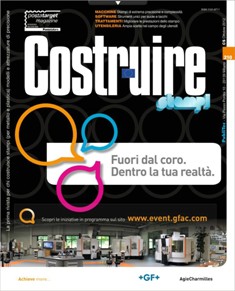 Costruire Stampi 210 - Ottobre 2012 | ISSN 1121-8711 | CBR 96 dpi | Mensile | Professionisti | Stampaggio | Tecnologia | Impianti
Costruire Stampi dal 1991 è la rivista di riferimento per chi costruisce stampi (per metallo e plastica), modelli e attrezzature di precisione. La rivista intende interpretare al meglio le nuove prerogative di un comparto di primo piano nel panorama dell’industria meccanica nazionale con articoli tecnici e applicativi sulle innovazioni e sull’attualità di settore. Costruire Stampi è uno strumento editoriale altamente specializzato e qualificato, con informazioni sulle soluzioni tecniche più significative legate a macchine utensili e di misura, utensileria, sistemi CAD/CAM, controlli numerici, materiali, prototipazione rapida, attrezzature e accessori... La rivista ha una grafica accattivante ma, allo stesso tempo, di facile lettura che valorizza l’informazione tecnica.  Costruire Stampi: un valido alleato per lo stampista!