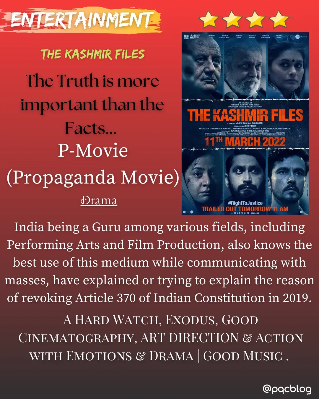 The Kashmir Files Review (Content Analysis) by pqcblog