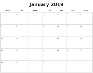 Free Printable Calendar January 2019