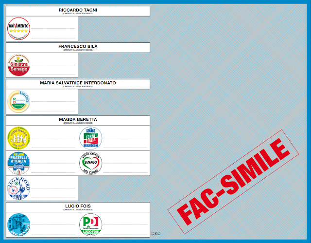 Fac-simile Scheda elezioni Senago 2017