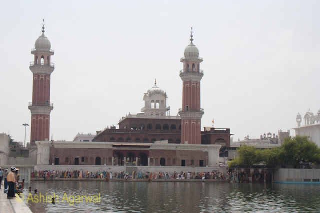 A closer view of the twin towers of the Ramgarhia Bunga inside the Golden Temple complex in Amritsar