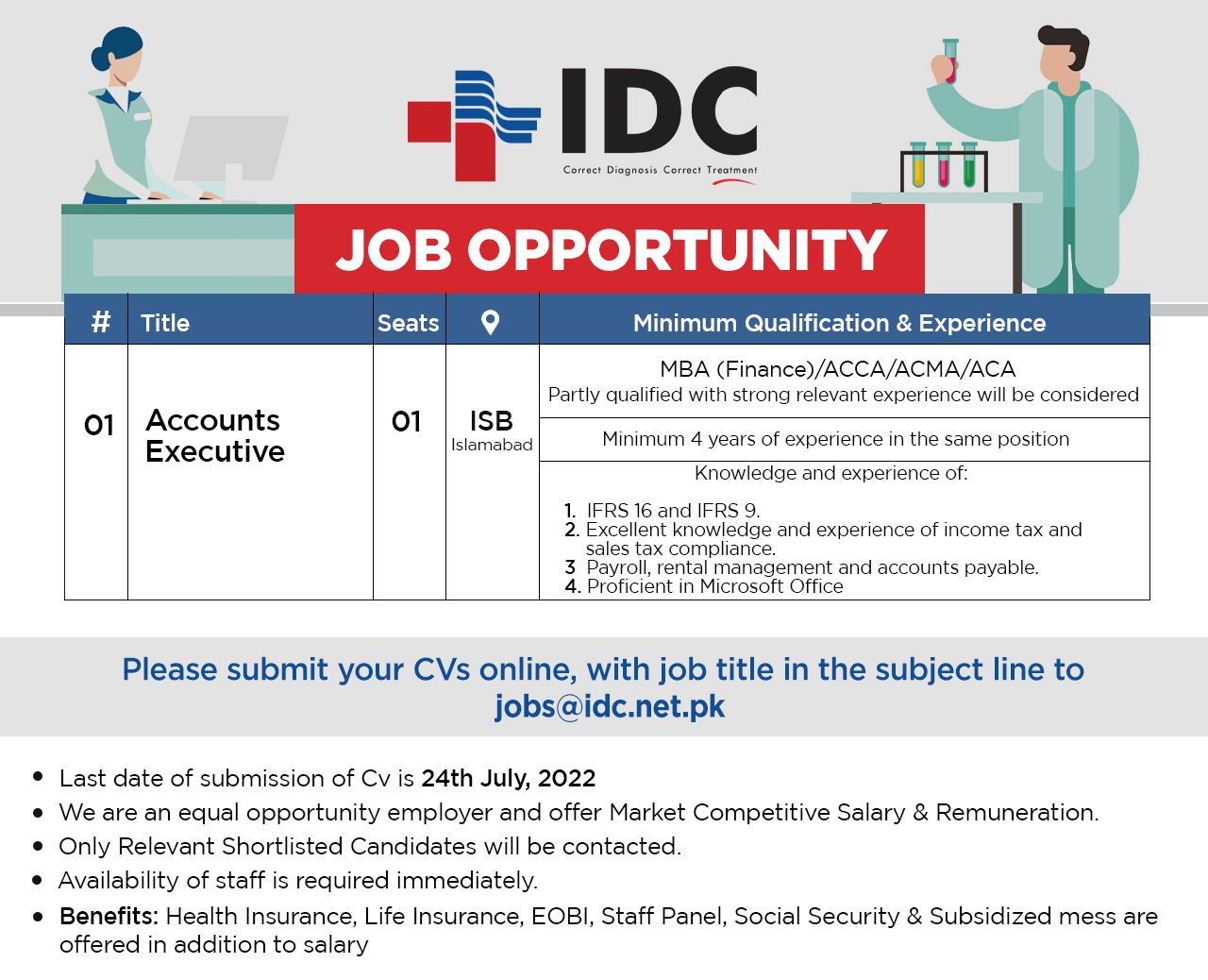 Islamabad Diagnostic Centre IDC Pvt Ltd Jobs July 2022