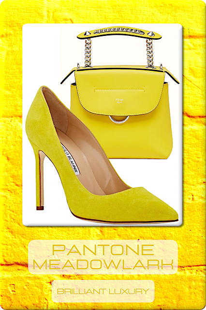 ♦Pantone Fashion Color Meadowlark #pantone #fashioncolor #yellow #shoes #bags #brilliantluxury