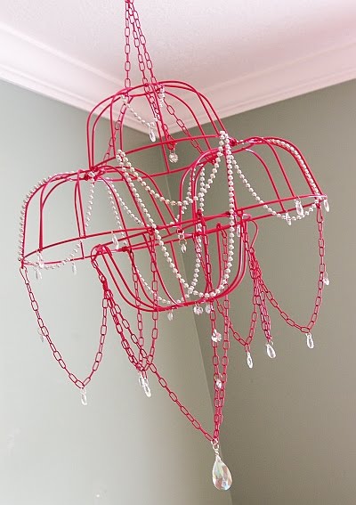 Pink Chandelier on If We Have White Table Cloths Red Table Napkins And Pink Chair Ribbons