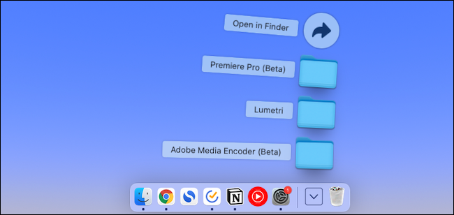 أضف المجلدات إلى Mac dock