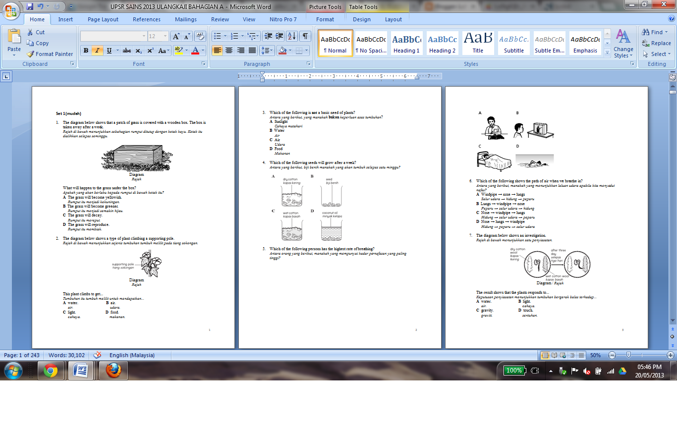 LoNgK@i_2U (*_*): Siri 1 UPSR 2013 Sains Koleksi Soalan 