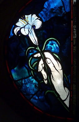 flower in stained glass window