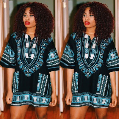 Traditional African Print Dashiki Dress.