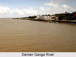 Daman Ganga river in Daman City