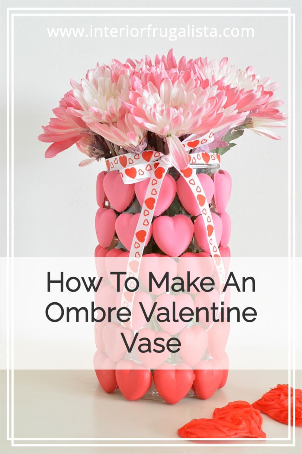 How to make a unique and inexpensive DIY Ombre Valentine Flower Vase, Valentine Candle Holder, or Valentine Candy Vase with heart shaped Mod Melts. #diyvalentinesday #valentinecraft #homemadevalentine #modmeltcrafts